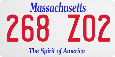 MA license plate 268ZO2