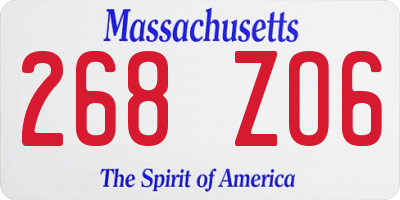 MA license plate 268ZO6