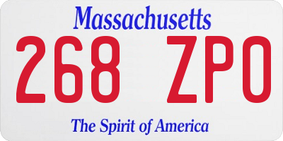 MA license plate 268ZP0