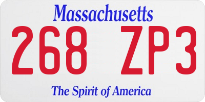 MA license plate 268ZP3