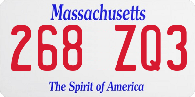 MA license plate 268ZQ3