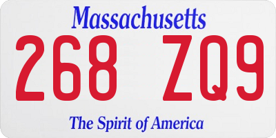 MA license plate 268ZQ9