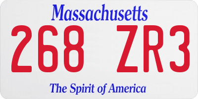 MA license plate 268ZR3