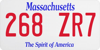 MA license plate 268ZR7