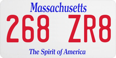 MA license plate 268ZR8