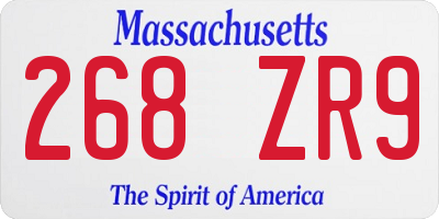 MA license plate 268ZR9