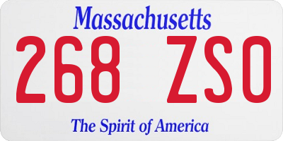MA license plate 268ZS0
