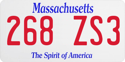 MA license plate 268ZS3