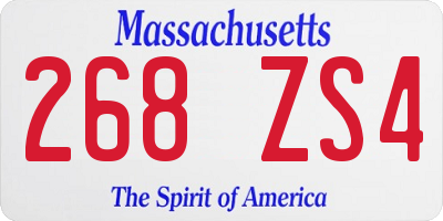 MA license plate 268ZS4