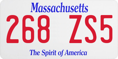 MA license plate 268ZS5