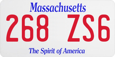 MA license plate 268ZS6