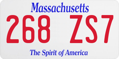 MA license plate 268ZS7