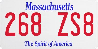 MA license plate 268ZS8