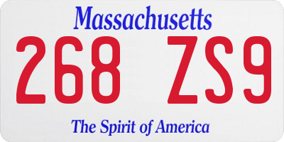 MA license plate 268ZS9