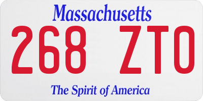 MA license plate 268ZT0