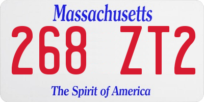 MA license plate 268ZT2