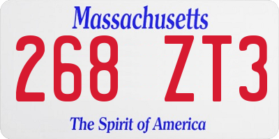 MA license plate 268ZT3