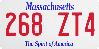 MA license plate 268ZT4