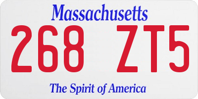 MA license plate 268ZT5