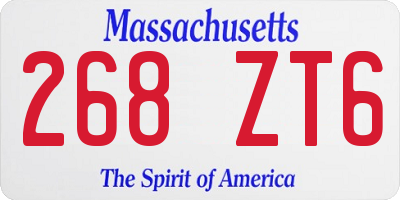 MA license plate 268ZT6