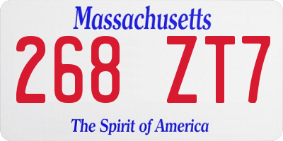 MA license plate 268ZT7