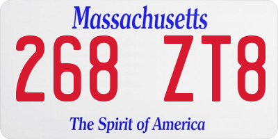 MA license plate 268ZT8