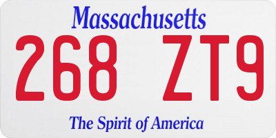 MA license plate 268ZT9