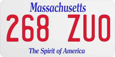 MA license plate 268ZU0