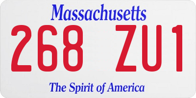 MA license plate 268ZU1