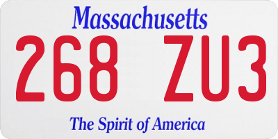 MA license plate 268ZU3