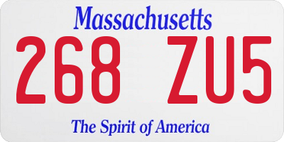 MA license plate 268ZU5