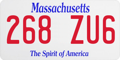MA license plate 268ZU6