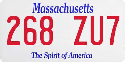 MA license plate 268ZU7