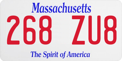 MA license plate 268ZU8