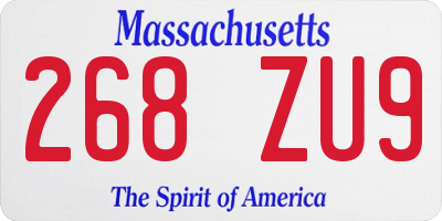 MA license plate 268ZU9