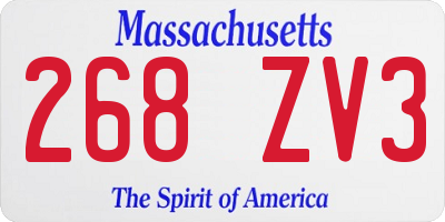 MA license plate 268ZV3
