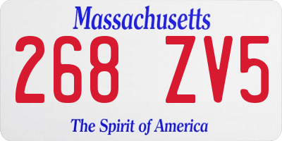 MA license plate 268ZV5