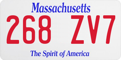 MA license plate 268ZV7