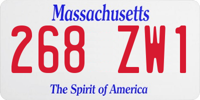MA license plate 268ZW1