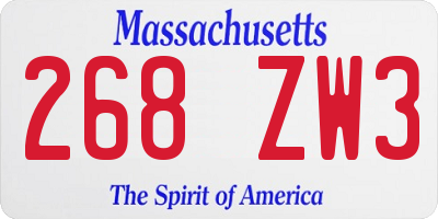 MA license plate 268ZW3