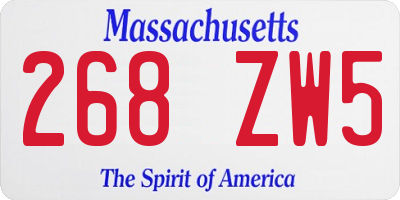 MA license plate 268ZW5