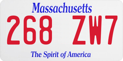 MA license plate 268ZW7