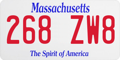 MA license plate 268ZW8