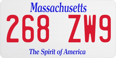 MA license plate 268ZW9