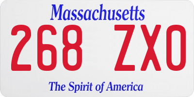 MA license plate 268ZX0