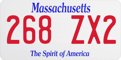 MA license plate 268ZX2