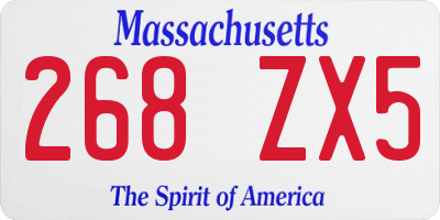 MA license plate 268ZX5