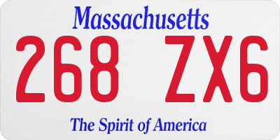 MA license plate 268ZX6