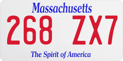 MA license plate 268ZX7