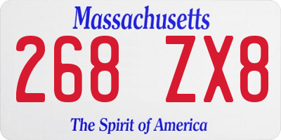 MA license plate 268ZX8